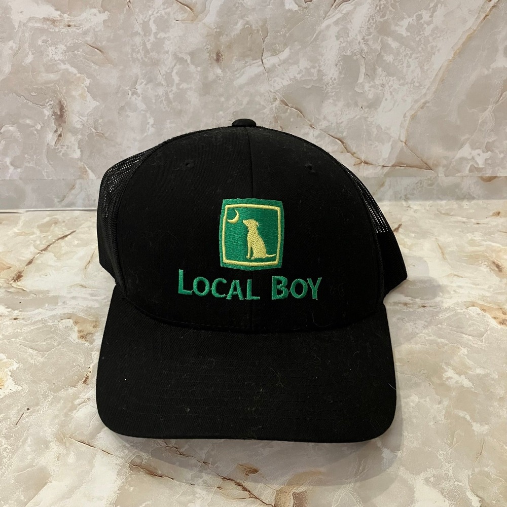 Local Boy Outfitters Black Mesh Trucker Hat Cap John Deere Color Scheme Logo